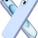 ORNARTO Compatible with iPhone 15 Plus Case 6.7", Slim Liquid Silicone 3 Layers Full Covered Soft Gel Rubber Cover Protective Phone Case with Anti-Scratch Microfiber Lining-Baby Blue