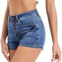 FISCLOSIN Women's Fashion Demin Shorts High Waisted Stretchy Jeans, S, Lightblue