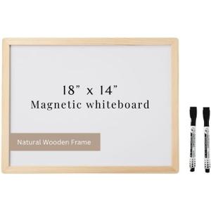 Magnetic 18x14 Dry Erase Board Wooden Frame with Two Magnetic Dry Erase Markers, Modern Free Standing or Wall Mounted Design for Office, Learning at Home or in The Classroom