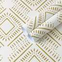 Heroad Peel and Stick Wallpaper Boho Wallpaper Beige Orange Geometric Striped Boho Contact Paper Removable Wall Paper Self-Adhesive for Bedroom Cabinets Decoration Thicken Vinyl 17.3" x 78.7"