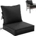 Premium Outdoor Seat Cushion Chair Cushions for Patio Furniture 19 L X 19 W X 4 H Waterproof & Fade Resistant Deep Seat and Backrest Cushion Set with Removable Covers for Chair, Sofa