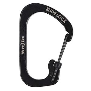 Locking Carabiner Clip, Black, 1-3/32 in And Black Metal S-Biner