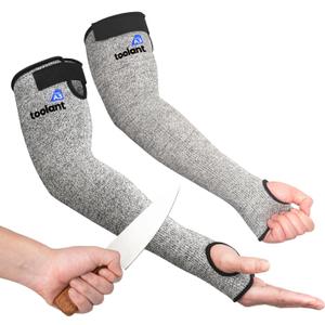 Cut Resistant Farmers Sleeves with Thumb Hole, Arm Protectors for Thin Skin and Bruising, for Gardening, Welding, Kitchen, Arm Guards for Biting, Pet Grooming, Grey, 1 Pair (One Size)
