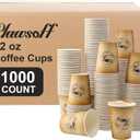 12 oz 1000 Pack Disposable Paper Coffee Cups, Hot/Cold Beverage 12oz Disposable Coffee Cups, Retro Design, Leak-Proof, Hot or Cold Drink, Cocoa, Chocolate, Coffee Bar Supplies