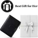 Airkit Small Wallet Women RFID Blocking Soft Leather Bifold Compact Card Holder Wallet for Women with Zipper Coin Pocket 4 ID Window