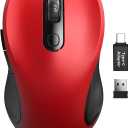 Trueque Wireless Mouse for Laptop, 2.4GHz Ergonomic Computer Mouse with Back & Forward Buttons, 3 Adjustable DPI Levels, 6 Buttons, Optical USB Cordless Mice for Windows PC, M01 (Red)