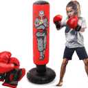 47" Kids Inflatable Punching Bag with Gloves, Boxing Bag Toy for Boy Girl | Punching Bag for Kids, Standing Boxing Training Toy for Fitness & Stress Relief, Gift for Boys, Girls Ages 3-8