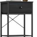 SONGMICS Bedside Table with Drawer, Nightstand with Lower Shelf | Side End Table for Bedroom, Living Room, Ebony Black, BELLAH Collection, ULGS101B201S, 1 Drawer-1Pc