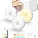 EZVALO Under Cabinet Lights, 2 Color Temps Motion Sensor Puck Lights, 1200mAh Rechargeable Puck Lights, Group Control LED Closet Lihgts, Dimmable Under Counter Lights for Kitchen, Cabinet (3 Pack)