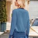 GRACE KARIN Womens Cardigan Sweaters Lightweight Long Sleeve Cropped Cardigan Fall Fashion Outfits Clothes Striped Shrug (Blue, XL)