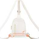 VOROLO Sling Bag Sling Chest Bag with Two Parallel Zipper and Ajustable Strap Fashion Sling Pack Beige