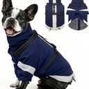 MIGOHI Warm Dog Coat Waterproof Small Dog Jacket with Harness,Reflective Fleece Snowsuit for Dogs,Windproof Puppy Coats with Legs for Cold Weather,Adjustable Pet Clothes for Puppies (Xs,NavyBlue )