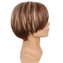 yuehong Adult Short Straight Brown Men Wig Fashion Funny Costume Hair Heat Resistant Synthetic Fibers Soft Durable Breathable Wig