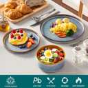 vancasso ONION Ceramic Plates and Bowls Sets, 24 Pieces Blue Dinnerware Sets for Kitchen, Reactive Glaze Dishes Set for 8, Dishwasher and Microwave Safe