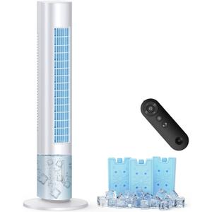 Evaporative Air Cooler, 35" Windowless Air Conditioner Portable w/ 3 Speeds, 25ft Remote, Smart Timer & Water Tank, Portable Air Conditioners No Windows Needed, 90°Oscillating AC Unit for Room