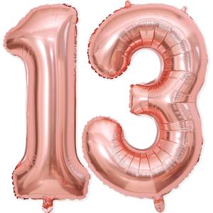 13 Balloon Number, 40 Inch Rose Gold Foil Balloons Giant Jumbo Helium Number 13 or 31 Balloons for 13th 31th Birthday Decorations Anniversary Events Girls Party Decorations (Rose Gold)