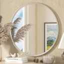 TETOTE Brushed Nickel Mirror 30 inch Round Mirror for Wall, Bathroom, Living Room, Bedroom, Vanity, Entrance