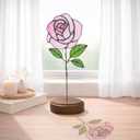 Stained Glass Flowers, Stained Glass Rose with Wood Base,Suncather Decor Mother's Day Birthday Gifts for Women, Home Party Tabletop Decorations