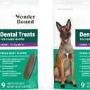 Amazon Brand - Wonder Bound Dog Dental Treats for Large Dogs (Over 50 lbs), Fresh Mint Flavor, Made with Real Chicken, Freshens Breath, Controls Plaque & Tartar, 9 Count (Pack of 2)