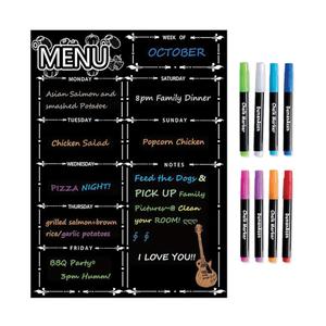 Magnetic Dry Erase Menu Board for Fridge Includes 6 Liquid Chalk Markers - Weekly Meal Planner Blackboard, Grocery List and Notepad for Kitchen Refrigerator - Chalkboard Magnet