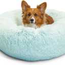 Best Friends by Sheri The Original Calming Donut Dog Bed for Medium Dogs up to 45 lbs, Shag Faux Fur, Baby Blue, 30" x 30"