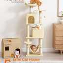 Feandrea Cat Tree, 59.5-Inch Tall Cat Tower, Multi-Level Condo, Beige