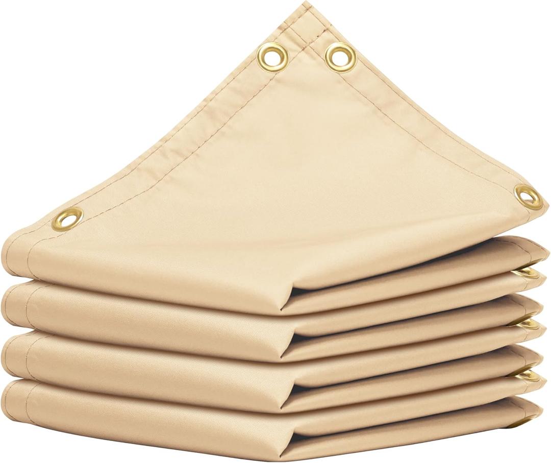 ShadeMart 6' x 12' Beige 90% Shade Cloth, Waterproof Custom Size Shade Tarp for Dog Kennel Cover, Fence Privacy Screen, Chicken Coop & Pet Playpen, Upgrade Grommets, Durable Mesh Fabric Tarp