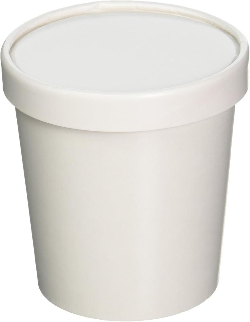 25ct White Pint Frozen Dessert Containers 16 oz (250)