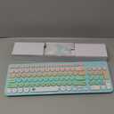 FD Wireless Keyboards and Mouse Combo - 2.4GHz USB Cordless, Cute Wireless Keyboard Round Keys, Quiet and Slim Set for Laptop, Computer, TV and Mac - Blue Pale Green Colorful