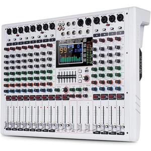 GF12 PRO Multi-Function 12-Channel Audio Mixer Large LCD Color Screen Stage Performance Mixer Isolated Independent Mute Built-in 7-Stage Equalizer and 99 Reverb DJ Mixer for Performances