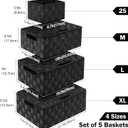 Storage Bins Baskets for Organizing with Lids, Storage Baskets for Shelves Stackable Woven Basket, Gift Small Basket Storage Cubes, Decorative Wicker Basket with Built-in Handles (5 Pack, Black)