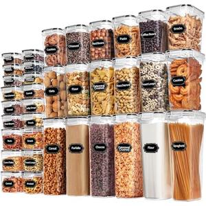 Skroam 36 Pack Food Storage Containers (18 Airtight Kitchen Storage & 18 Lids), Plastic BPA-Free Meal Prep Container for Pantry Organizers and Storage with Free Labels & Marker