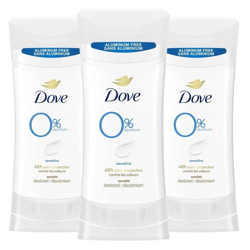 Dove Aluminum Free Deodorant for Women 3 Count Sensitive 72 hour odor protection 2.6 oz