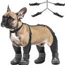 Idepet Dog Suspender Boots, Tall Dog Boots Anti-Slip & Fall Waterproof Shoes Leggings, Adjustable Suspender Boots for Dogs Winter Snow Rain Hiking Paws Protector(Black, 2)