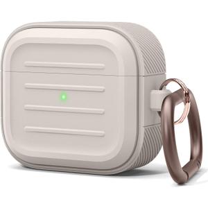 elago Armor Case Compatible with AirPods 3 Case Cover - Karabiner Included, Supports Wireless Charging, Shock Resistant, Easily Cleaned, Full Protection (Stone)