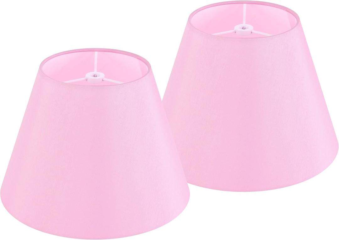 GOSO Pink Lamp Shades Set of 2 Small Drum,5"96.4 IN Spider for Table Lamps Wall Lamps,Natural Faux Silk Fabric Barrel & Bell Modern Lamp Shade Replacement-No Assembly Required (Small Drum-5*9*6.4 IN-2 pack, Pink-Natural faux silk)