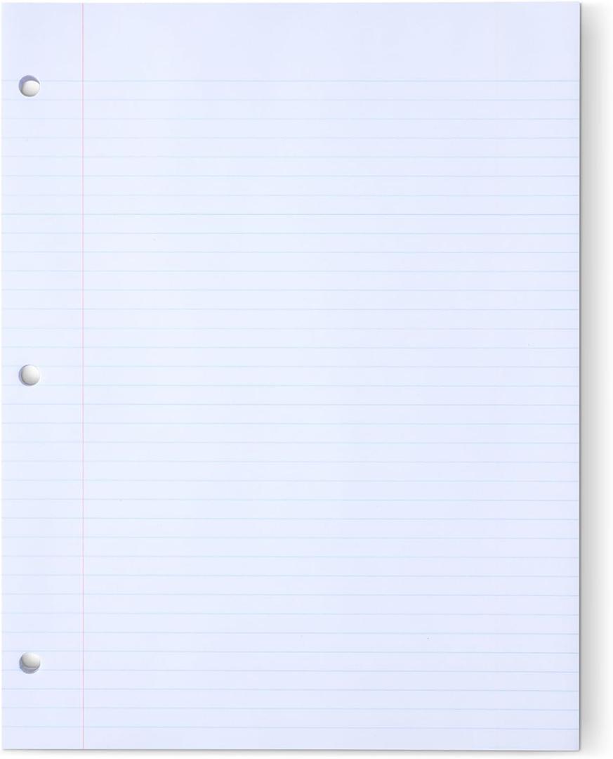 Amazon Basics College Ruled Loose Leaf Paper, 11" x 8.5", 150 Sheets, White, No Binding, 1-Pack