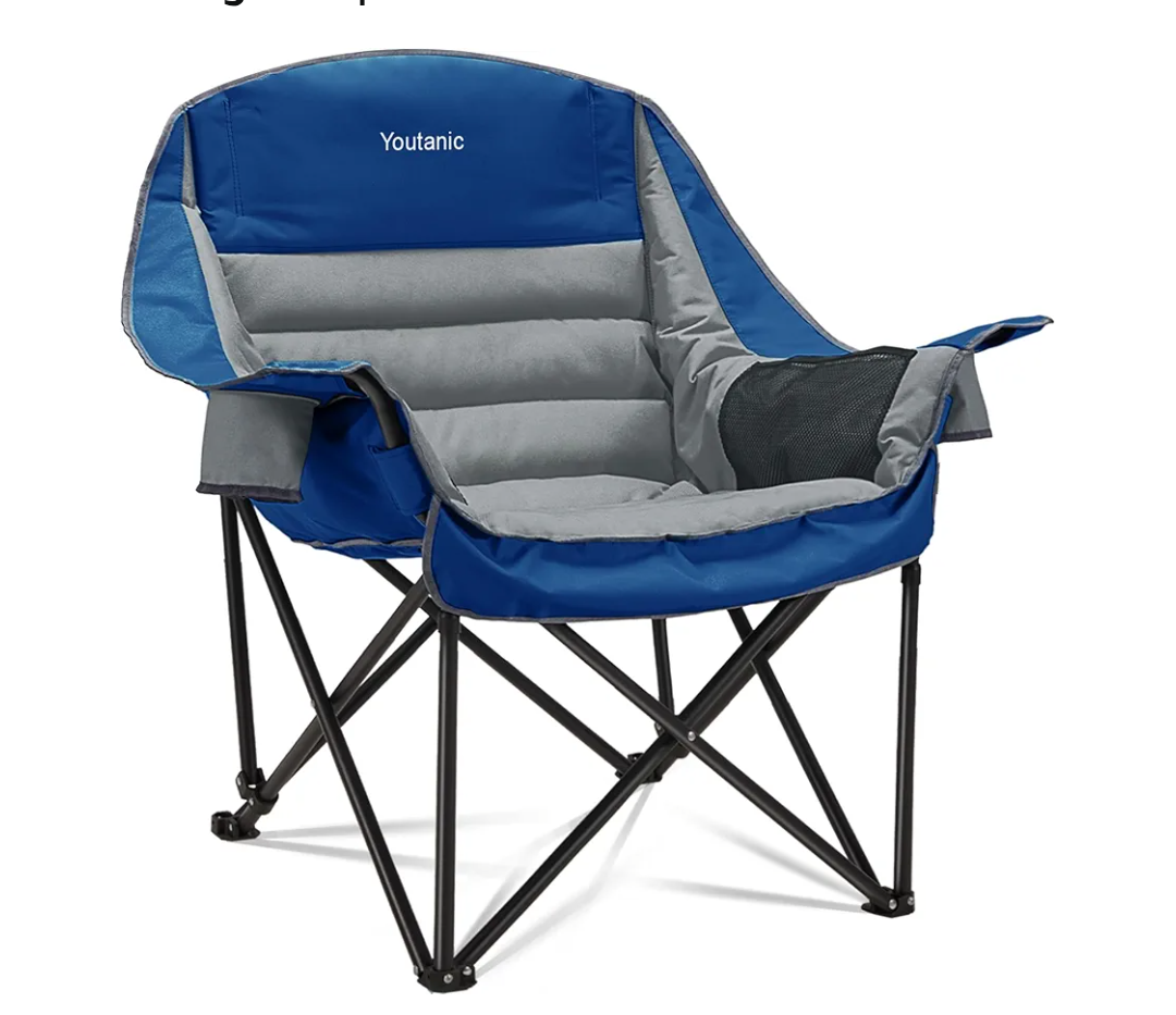 Oversized Camping Chair, Portable Folding Camping Chairs with Side Pocket, Cup Holder and Carry Bag, Heavy Duty Outdoor Camping Chairs for Adults, Fishing, Sports, Trip, up to 400lbs, Style 6