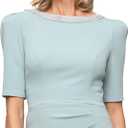 Alex Evenings Women's Long Embellished Neck Mother of the Bride Dress with Elbow Puff Sleeve (Ice Sage, Size 14)