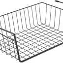 Under Shelf Basket, 6PCS Hanging Storage Basket for Pantry Cupboard Laundry Room Slide-in Baskets Organizer for Kitchen Counter Desk Bookshelf, Space Saving, Easy to Install, Black