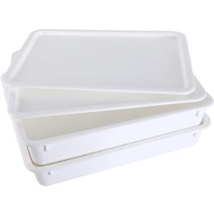GSM Brands Pizza Dough Proofing Box - Stackable Commercial Quality Trays with Covers (17.25 x 13 Inches) - 2 Trays and 2 Covers, 17.25 x 13 x 3.54 inches