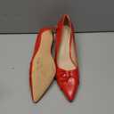 PiePieBuy Womens Pointed Toe Pumps Twist Knot Stiletto Mid Heel Faux Leather Dress Shoes (9, Red)