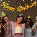 HOUSE OF PARTY Pre-Strung Happy Birthday Banner | Shiny Gold Iridescent Happy Birthday Letters Banner Sign-6 Feet, Birthday Hanging Garland Decorations Party Supplies for Girls Boys Kids Adults
