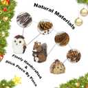 naturevibe Sisal Woodland Animals Christmas Tree Ornaments,Set of 6 Natural Forest Friends with Gift Boxes for Presents,Ornaments Animals as Rustic Home Decorations