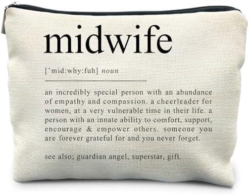 RYYCDOI Midwife Doula Gifts, Midwife Definition Makeup Bag Gifts for OBGNY Doctors Nurses, Pediatrician Obstetrician, Gynecologist Midwife Appreciation Gifts for Women, Midwife Cosmetic Bag Pouch, Pack of 2
