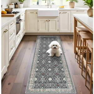 Washable 2x6 Hallway Runner Rug: Ultra Soft Runners for Entrance Kitchen Low Pile Foldable Carpet with Non-Slip Backing for Living Room Bedroom Bathroom Thin Carpet for Laundry Dining Room(Black,2x6)