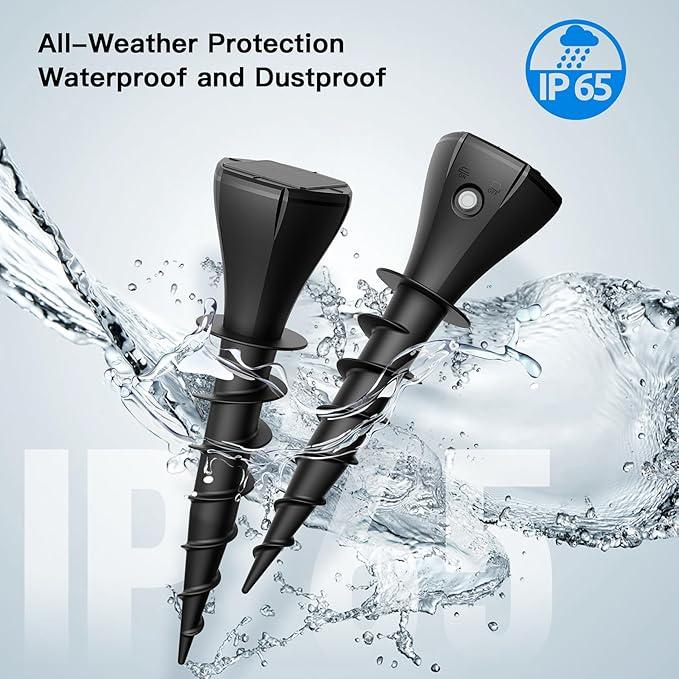 4 Pack Mole Repellent Solar Powered, Snake Vole Repellent Outdoor, IP65 Waterproof Snake Deterrent Gopher, Waterproof Sonic Mole Spikes for Lawn and Garden Get Rid of Moles Groundhogs Rodents