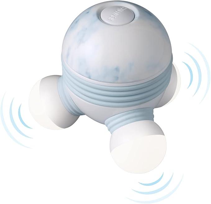 Homedics Marbelous Mini Massager, Small and Easy to Use, Battery Operated Vibrating Massager, Relaxing Spot Massage for Neck, Shoulders, Legs, Soothes Tension, Illuminated Massage Nodes (Blue)