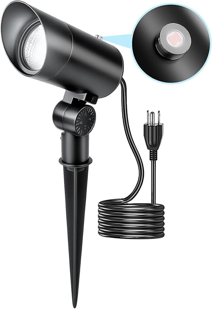 HIBOITEC 30W Spot Lights Outdoor Dusk to Dawn 120V Plug in Flag Pole Light 3000LM 5000K LED Waterproof Landscape Spotlight for Yard Garden Tree Statue, 5.9 FT Cord with Plug