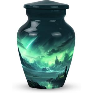 Aurora Borealis Urns for Human Ashes Adult Female - Small Cremation Urn for Dad - Mom Memorial Urns for Adult Man - Mini Keepsake Urn for Ashes for Women & Men 3 Inch